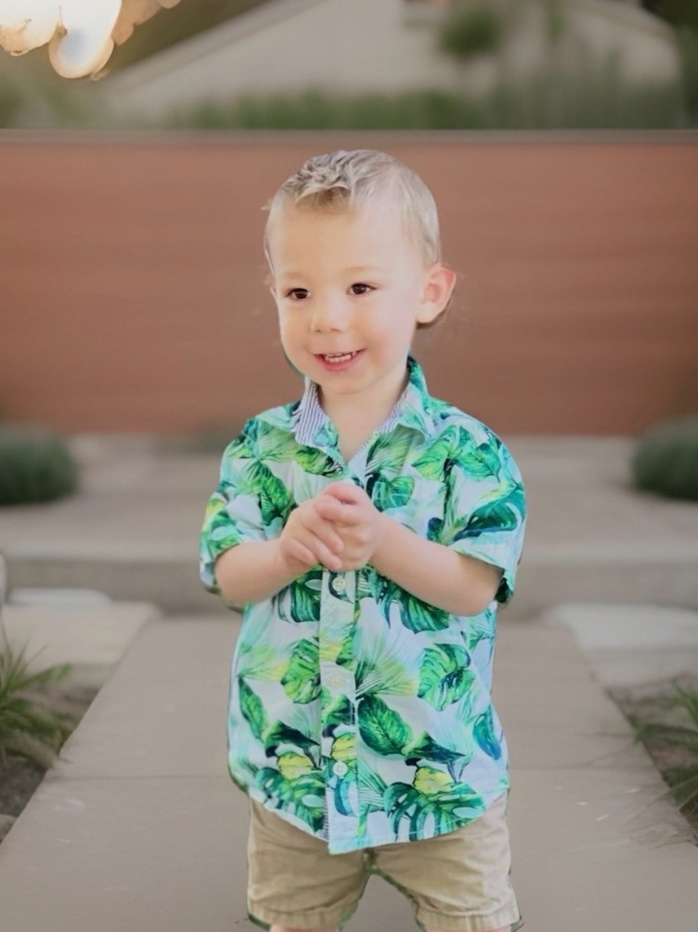 Gymboree Boys Green Tropical Leaf Button-Down Shirt